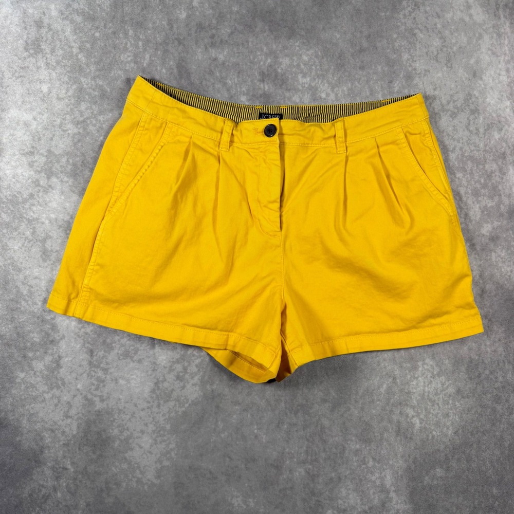 J.Crew Womens Size 6 Yellow Pleated Cotton Blend Chino Shorts Casual Summer